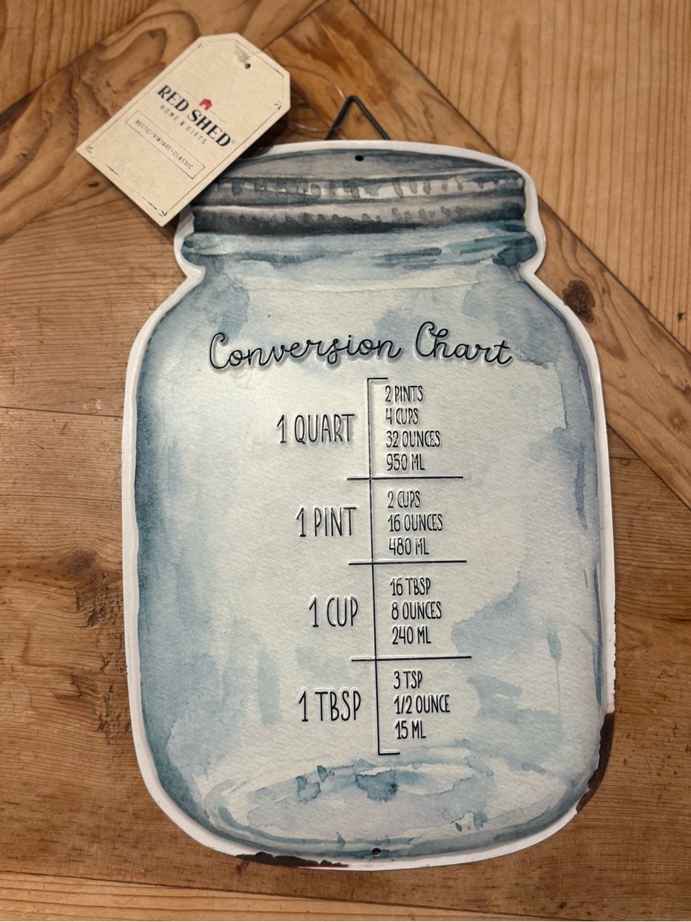 Red Shed Rustic Mason Jar Conversion Chart Wall Accent